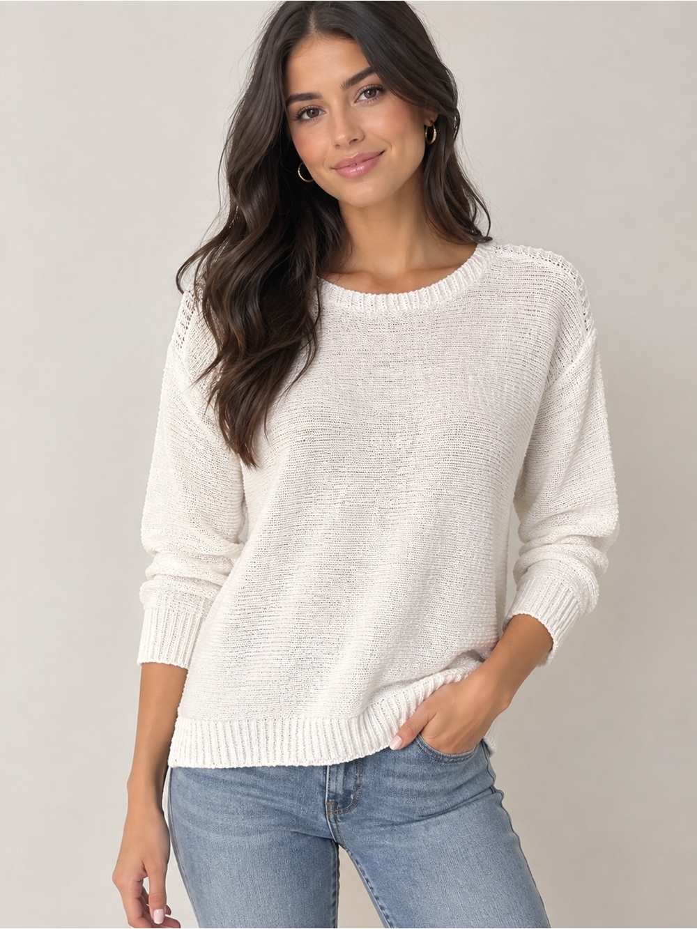 Laura Petites Women’s M Cream Knit Sweater
